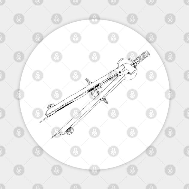 Illustrated Drafting Compass Magnet by H. R. Sinclair